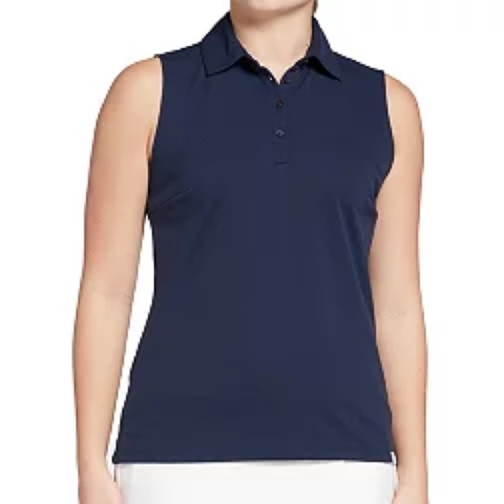 Lady Hagen Women's Navy Sleeveless Polo Golf Shirt
